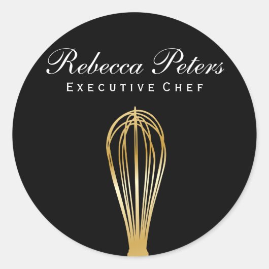 Sticker Rond Whisk (or) | Maître culinaire (Devant)