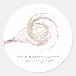 Sticker Rond Whisk Parties scintillant Sparkle Bakery Chef Rose