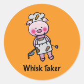 Sticker Rond Whisk Taker Pig - Drôle Chef Design (Devant)