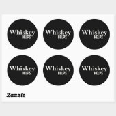 Sticker Rond Whiskey aide les citations d'alcool amusantes (Feuille)