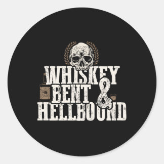 Sticker Rond Whiskey Bent Et Hellbound Distressed Biker Style