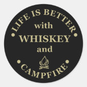 Sticker Rond Whiskey cite d'amusants propos de campeurs de camp (Devant)