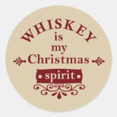 Sticker Rond Whiskey est mon esprit de Noël (Devant)