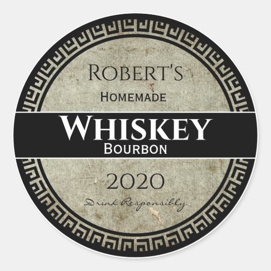 Sticker Rond Whiskey fait maison ronde personnalisée (Devant)