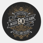 Sticker Rond Whiskey Mens Funny 90e anniversaire (Devant)