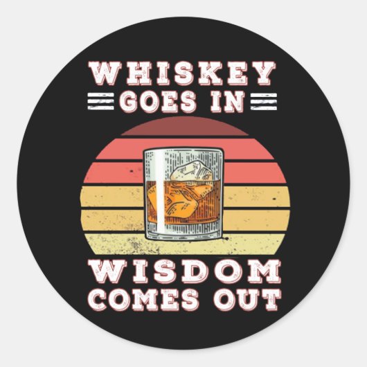 Sticker Rond Whiskey va sagesse sort (Devant)