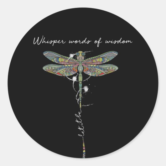 Sticker Rond Whisper Words Of Wisdom Brocade Dragonfly (Devant)