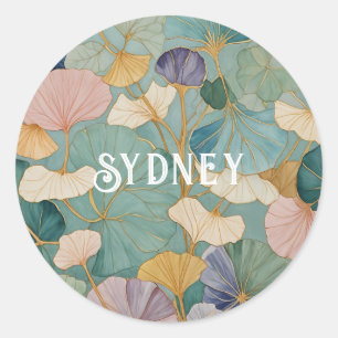 Sticker Rond Whispering Pastel Gingko