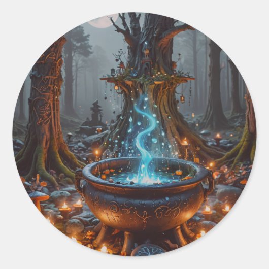 Sticker Rond Whispers of Magic Beneath the Moon (Devant)