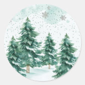 Sticker Rond Whispers of Winter – Snowy Tree Circle Art (Devant)