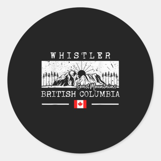 Sticker Rond Whistler Mountain Canada Ski Resort Skiing British (Devant)