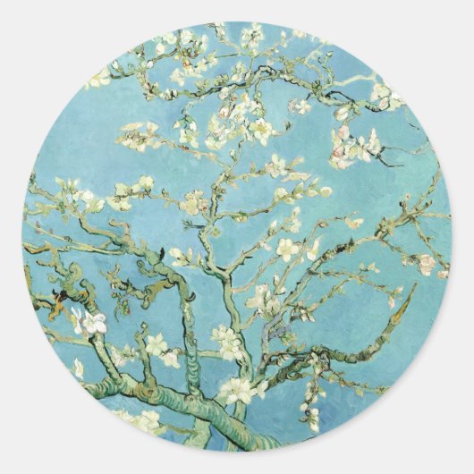 Sticker Rond White almond blossom by Vincent Van Gogh (Devant)