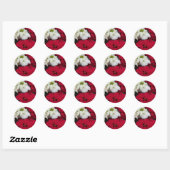 Sticker Rond White and Red Poinsettias (Feuille)