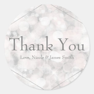 Sticker Rond White Bokeh éclaire Élégant Glam Wedding Favor