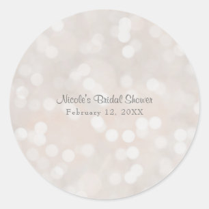 Sticker Rond White Bokeh Modern Glamor Chic Custom Party Favori