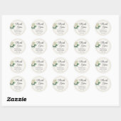 Sticker Rond White Botanical Wedding Thank You (Feuille)