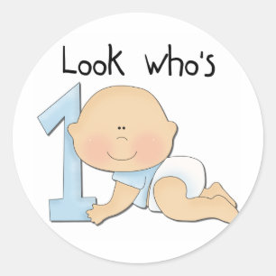 Sticker Rond White Boy 1st Birthday Tshirts et cadeaux