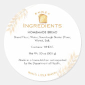 Sticker Rond White Bread Wheat Bakery Ingredient Product (Devant)
