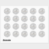 Sticker Rond White Carrara Marble Gold Classic Personalised (Feuille)