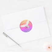 Sticker Rond White Dove Arc-en-ciel et parties scintillant d'or (Enveloppe)