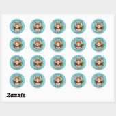 Sticker Rond White Dove Turquoise Blue Confirmation Célébration (Feuille)