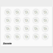 Sticker Rond White Florals Eucalyptus Nom de retour Adresse (Feuille)