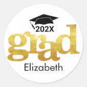 Sticker Rond White Graduation Bold Gold Foil Typographie modern (Devant)