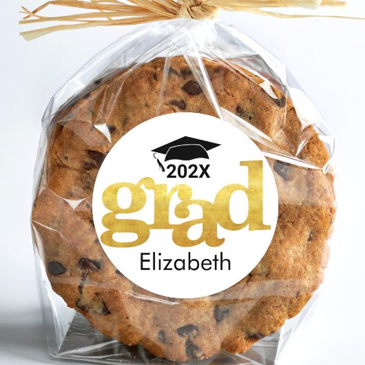 Sticker Rond White Graduation Bold Gold Foil Typographie modern