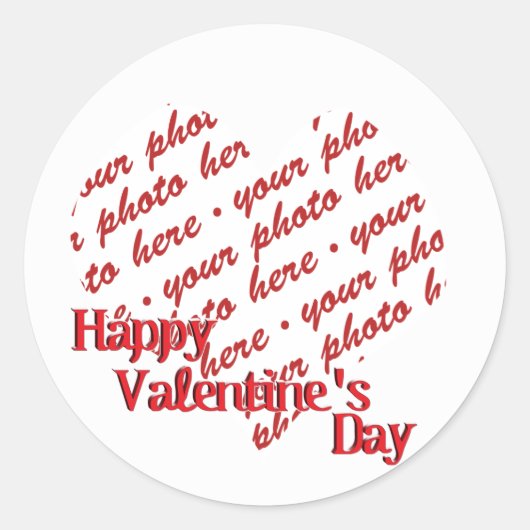 Sticker Rond White Heart Valentine's Day Photo Cadre (Devant)