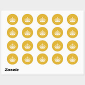 Sticker Rond White Keep calme couronne sur Arrière - plan or (Feuille)
