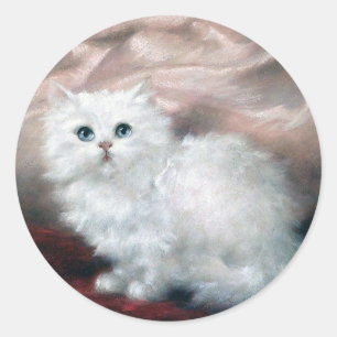 Sticker Rond White Kitten, Carl Kahler