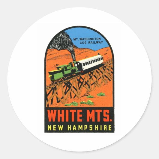 Sticker Rond White Mountains New Hampshire _1 (Devant)