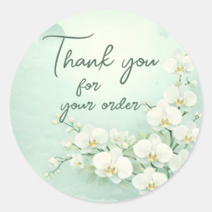 Sticker Rond White orchid Thank You For your order