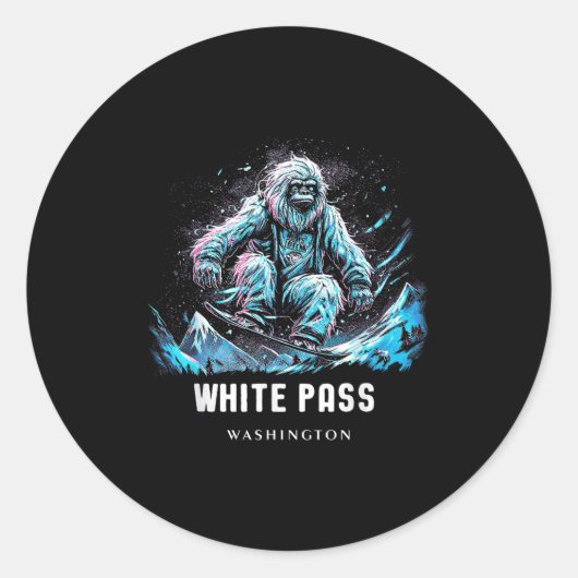 Sticker Rond White P Washington Ski Skiing Skier _1 (Devant)