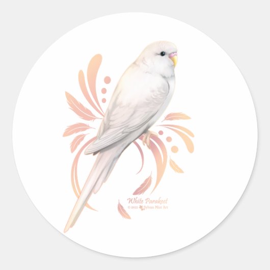 Sticker Rond White Parakeet (Devant)