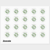 Sticker Rond White Peony & Rose Floral Mariage (Feuille)