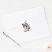 Sticker Rond White Rabbit Alice Wonderland Hearts (Enveloppe)