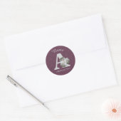 Sticker Rond White Rose Bouquet Monogram A Personalized   (Enveloppe)