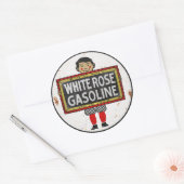 Sticker Rond White Rose Gasoline signe version rouillée (Enveloppe)