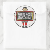 Sticker Rond White Rose Gasoline signe version rouillée (Sac)