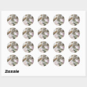 Sticker Rond White Satin with Roses and Peony Wedding (Feuille)