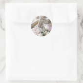 Sticker Rond White Satin with Roses and Peony Wedding (Sac)