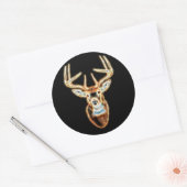 Sticker Rond White tail Deer Head Energy Spirit (Enveloppe)