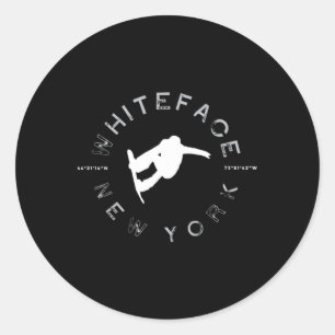 Sticker Rond Whiteface Mountain New York Vintage Retro Snowboar