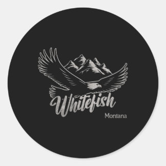 Sticker Rond Whitefish Montana Mountains Randonnée plein air