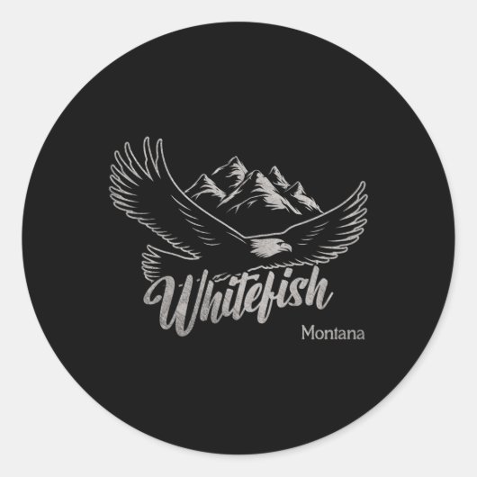 Sticker Rond Whitefish Montana Mountains Randonnée plein air (Devant)