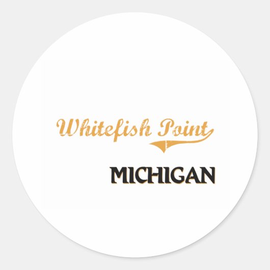 Sticker Rond Whitefish Point Classique du Michigan (Devant)