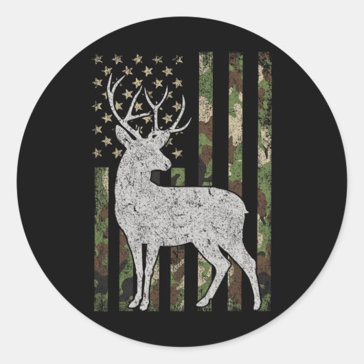 Sticker Rond Whitetail Buck Deer chasse Camouflage américain no (Devant)