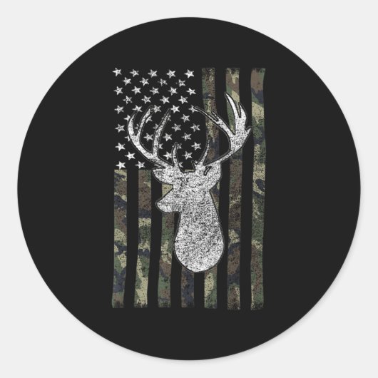Sticker Rond Whitetail Buck Deer Hunting American Camouflage US (Devant)