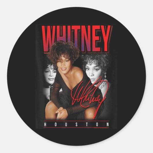 Sticker Rond Whitney Houston Retro Photo Collage (Devant)